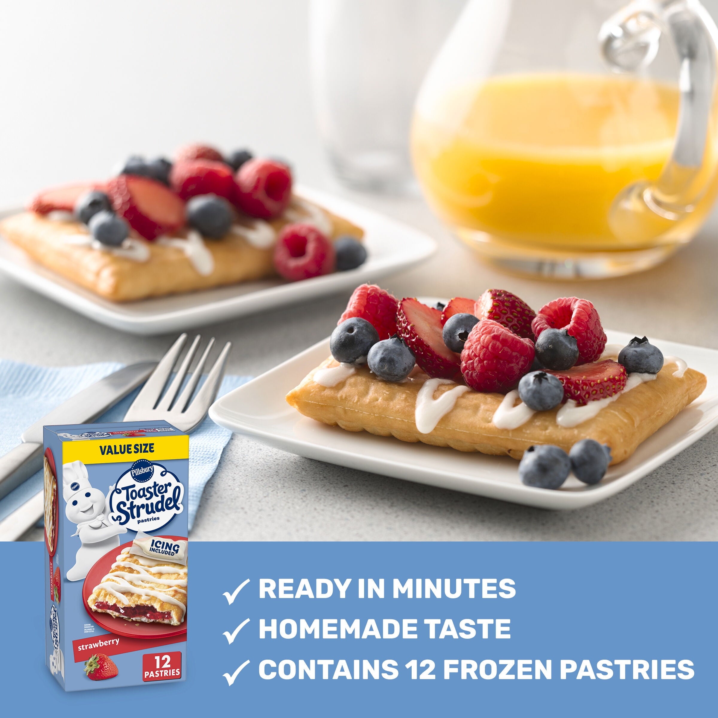 Pillsbury Toaster Strudel Pastries, Strawberry, 12 ct, 23.4 oz