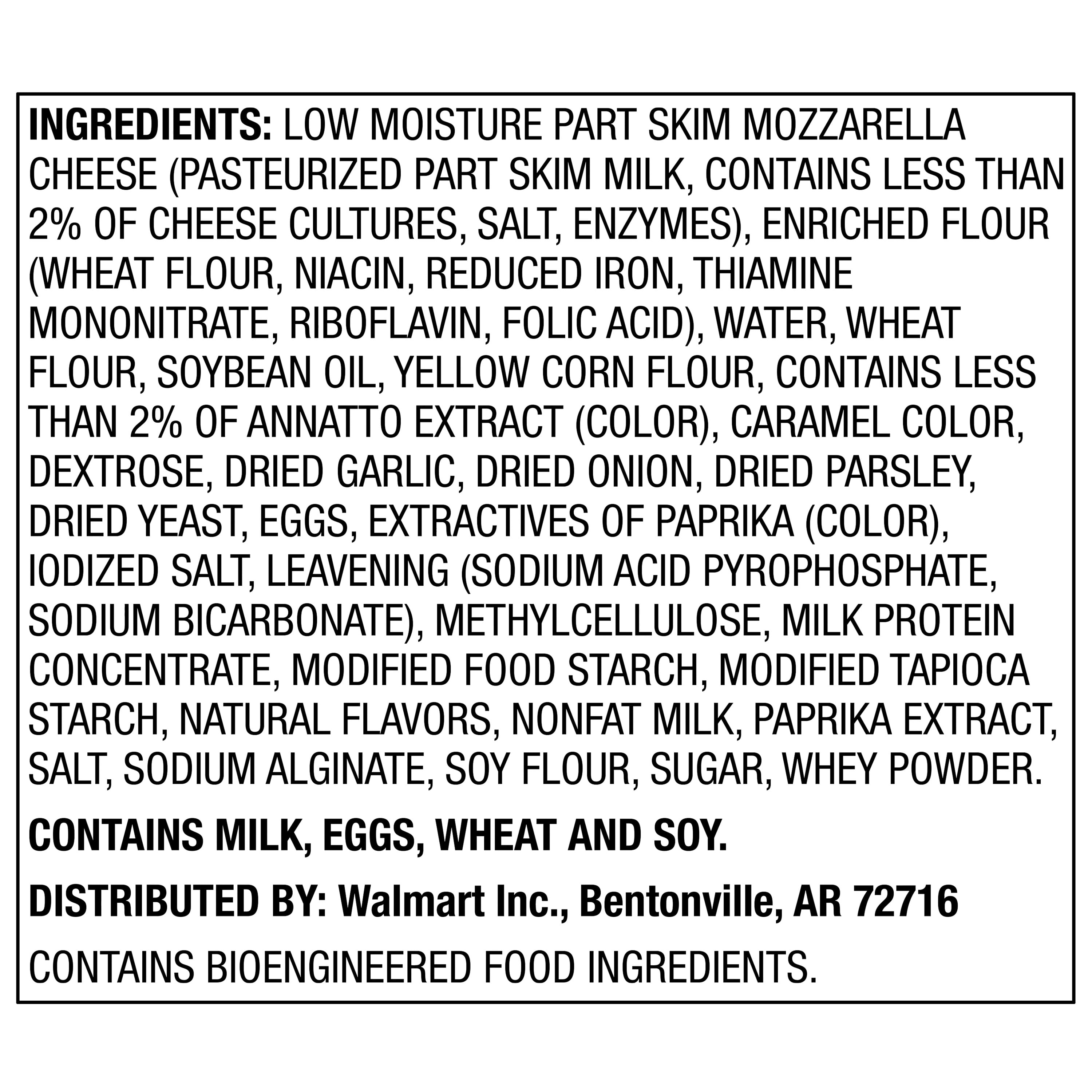 Great Value Mozzarella Cheese Sticks Appetizer, 17.4 oz Carton (Frozen)