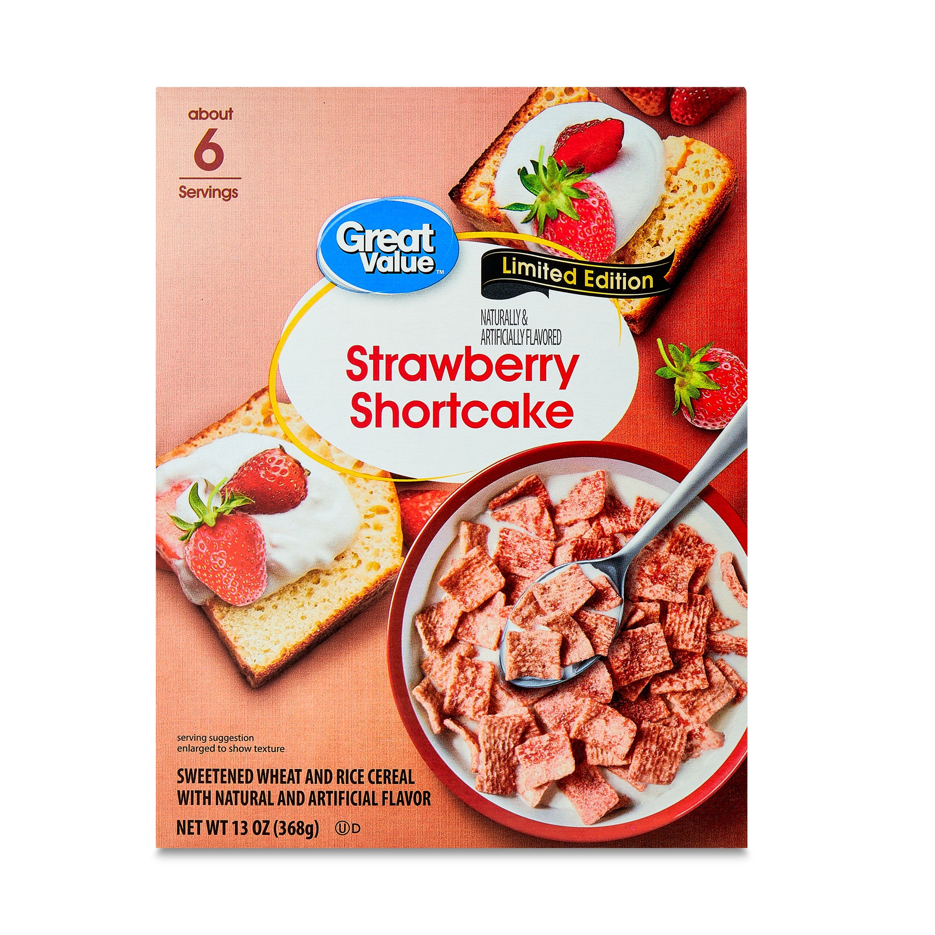 Great Value Strawberry Shortcake Cereal, 13oz box