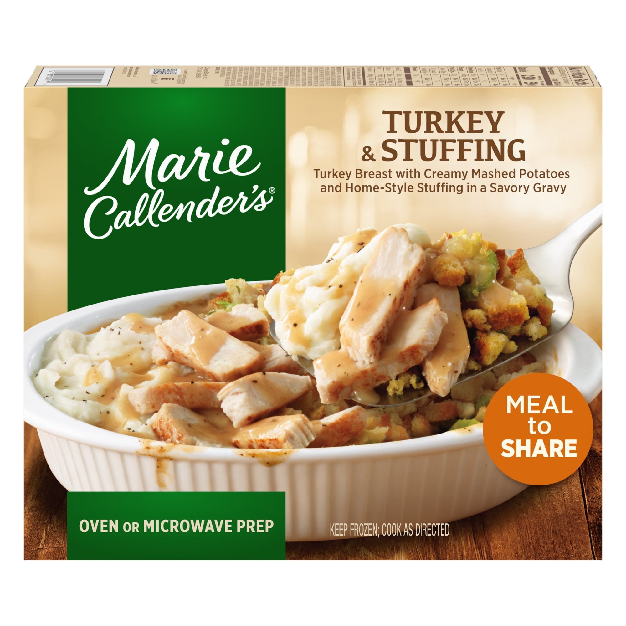 Marie Callender’s Turkey & Stuffing Meal To Share, Frozen Meal, 24 oz (Frozen)