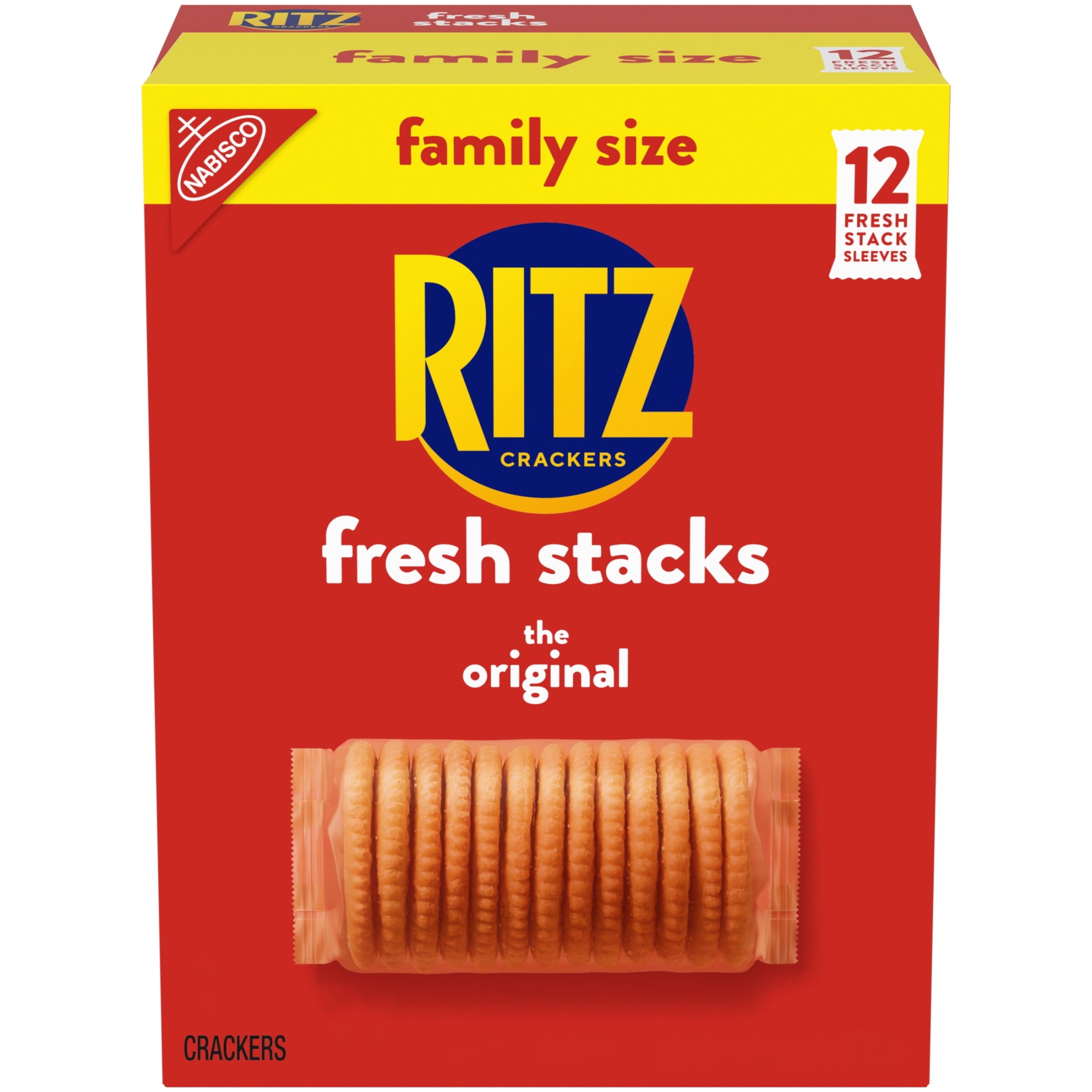 RITZ Fresh Stacks Original Crackers, Travel Snacks, Family Size, 17.8 oz (12 Multi Snack Packs)