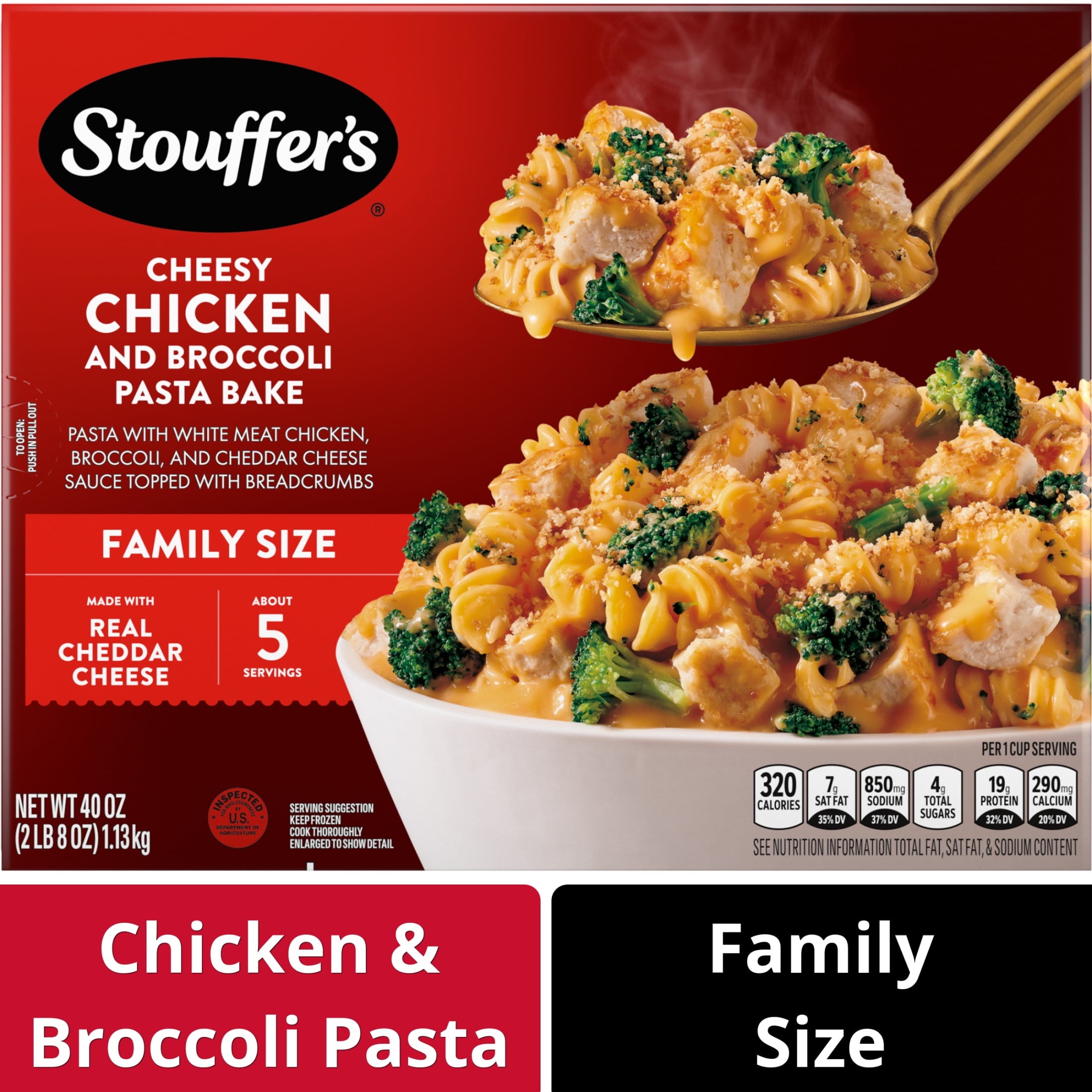 Stouffer's Chicken and Broccoli Pasta Bake Family Size Frozen Meal, 40 oz (Frozen)